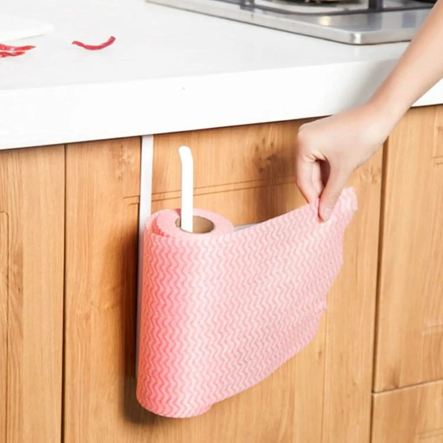 Paper Roll Holder, Paper Towel Roll Holder Dispenser Napkins Storage Rack Paper Towel Holder under Kitchen Cabinet Hanging Paper Towel Rack Hanger