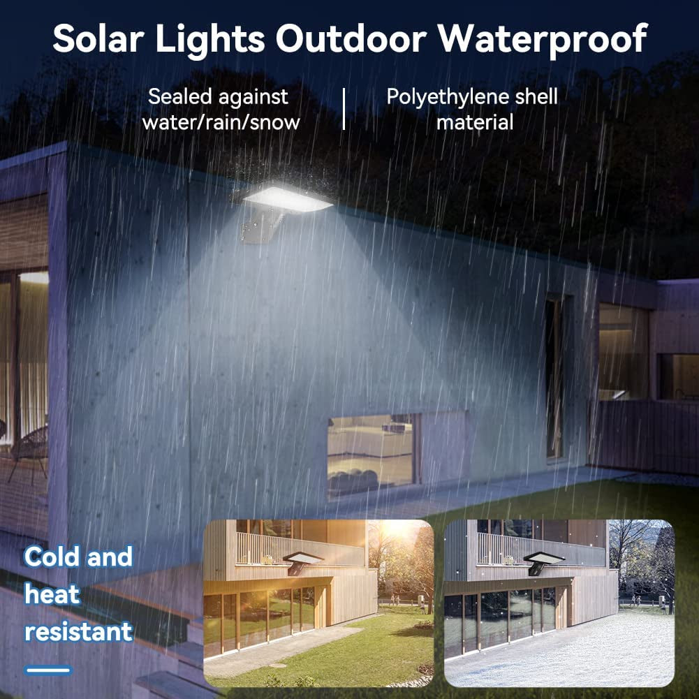 Solar Lights Outdoor Motion Sensor, 90 LED Solar Powered Exterior Wall Security Light Waterproof for Porch Yard Patio Garage, Dusk-To-Dawn, 6000K, USB Charging & Emergency Lighting 2 Pack
