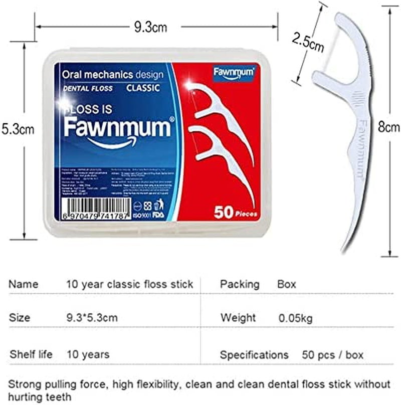 300PCS (6X50Pc/Box) Disposable Dental Flosser Dental Deep Cleaning Teeth Stick Tooth Pick Interdental Brush with Box Oral Care for Adults and Kids