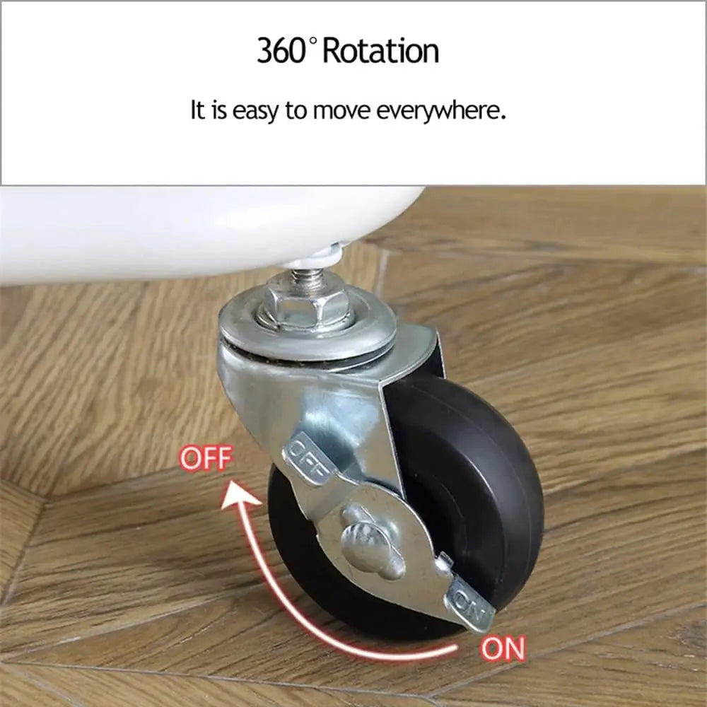 4 Tier Organizer Kitchen Moving Island with Wheels,Spice Rack Organizer with Handle Trolley,Pantry Organizer Shelf Storage Rack,Bathroom Laundry Trolley - White