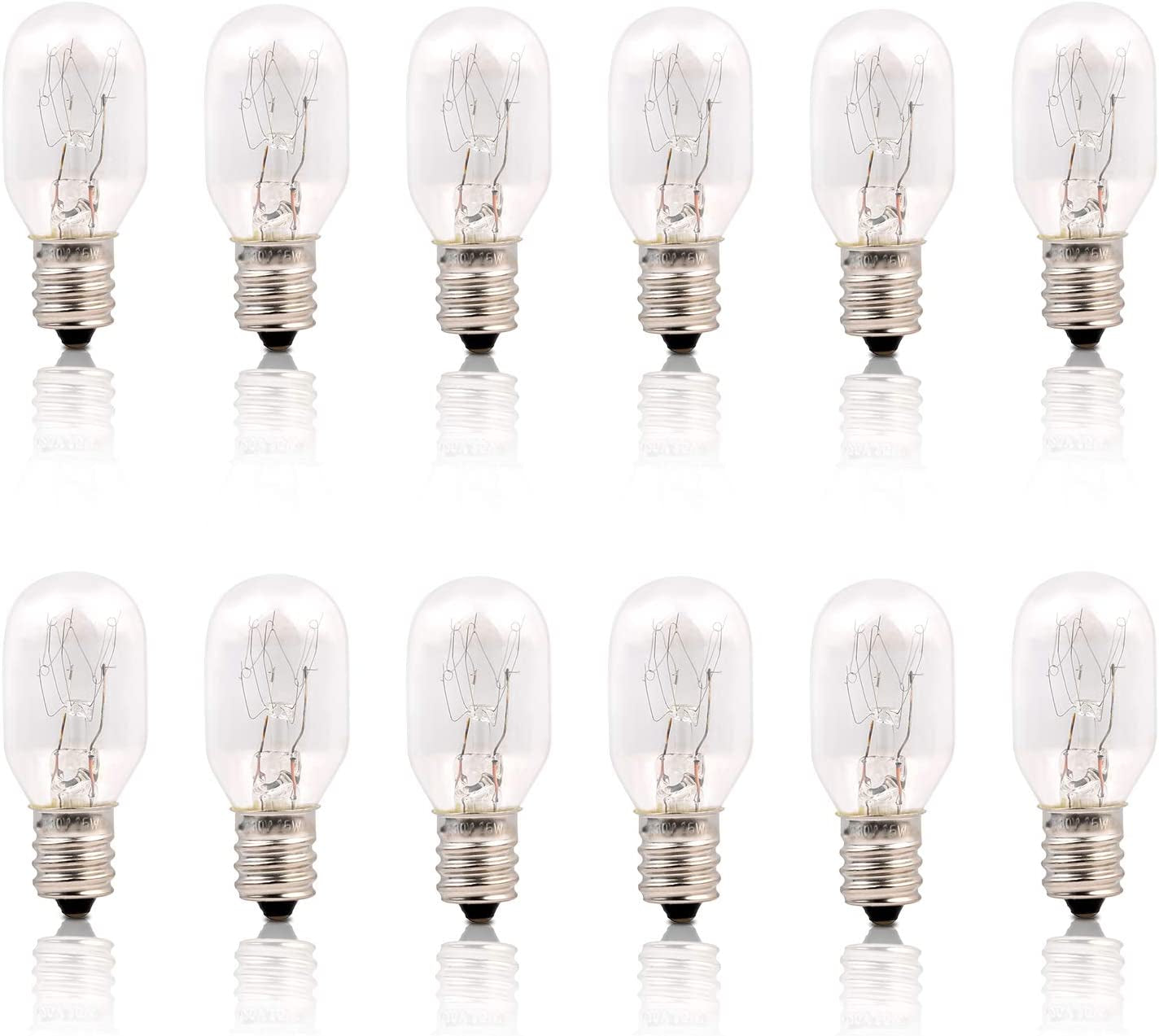 [Original Replacement] Long Lasting 15 Watt Dimmable E14 Socket Incandescent Candelabra Salt Lamp Bulb - Value Pack of 12
