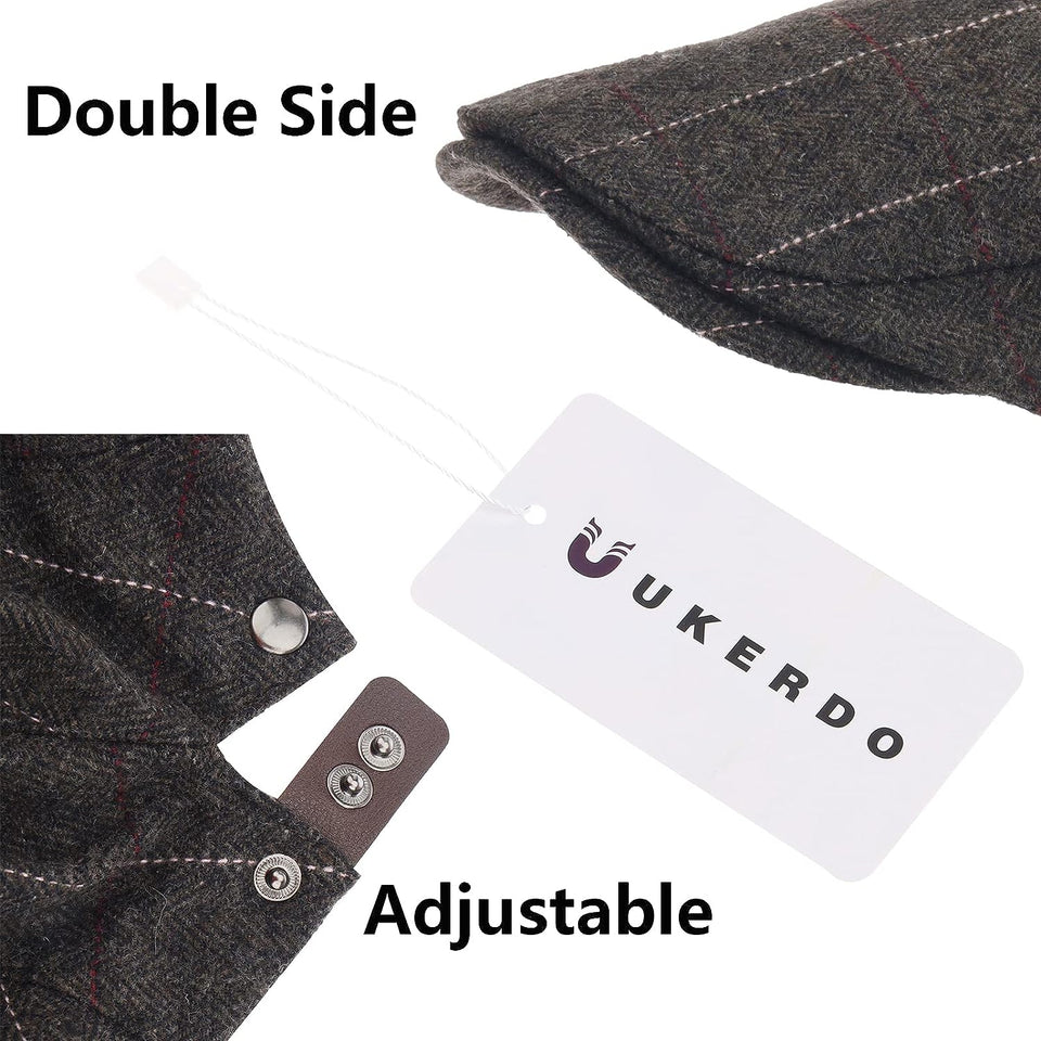 Mens Plaid Flat Berets Hat Newsboy Cabbie Duckbill Caps Fedora Adjustable Vintage Hiking Cycling Drivers Winter Warm Accessories for Birthday Gifts