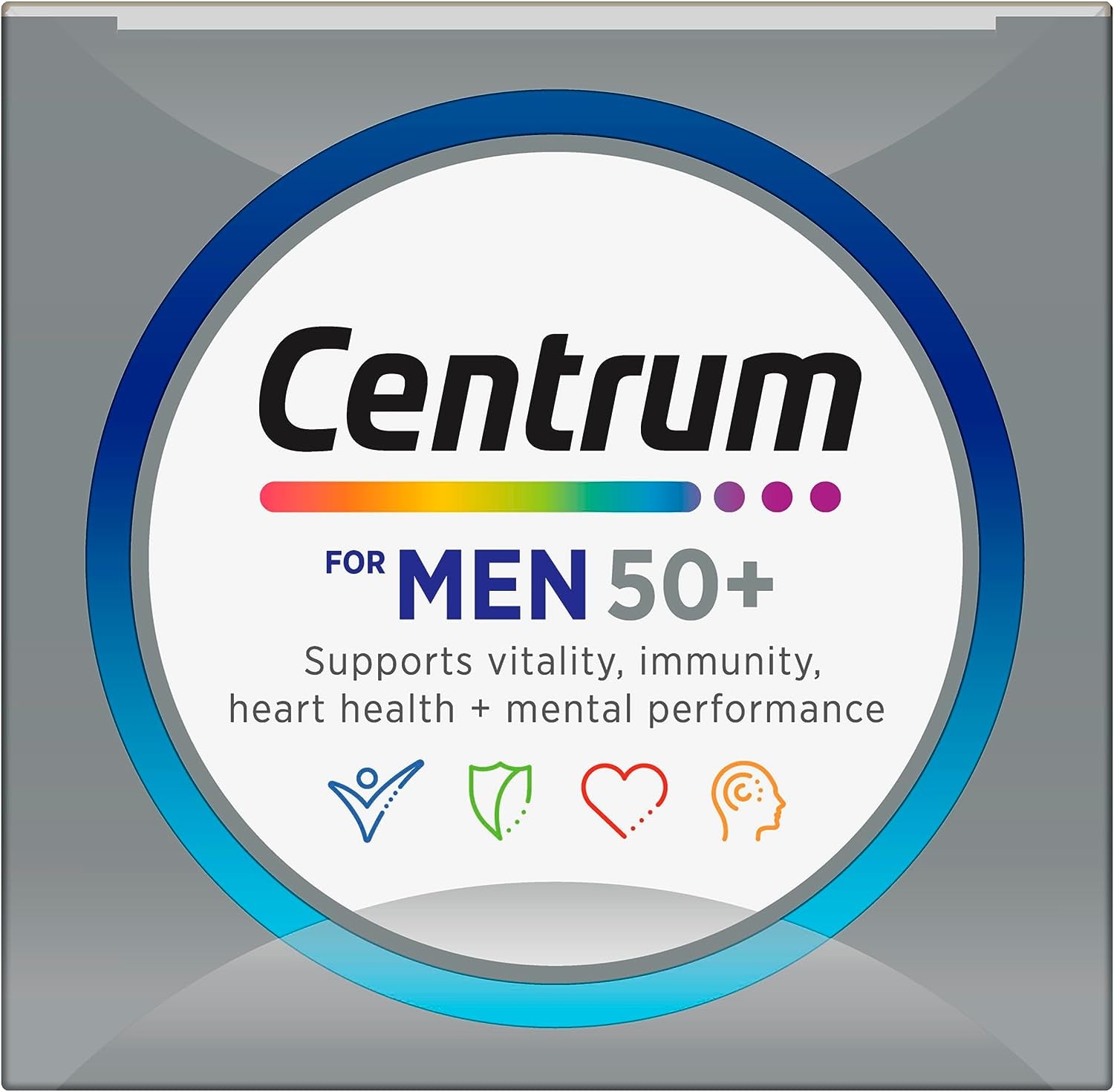 for Men 50+, Multivitamin with Vitamins & Minerals to Support Vitality, Immunity, Heart Health & Mental Performance, 60 Tablets