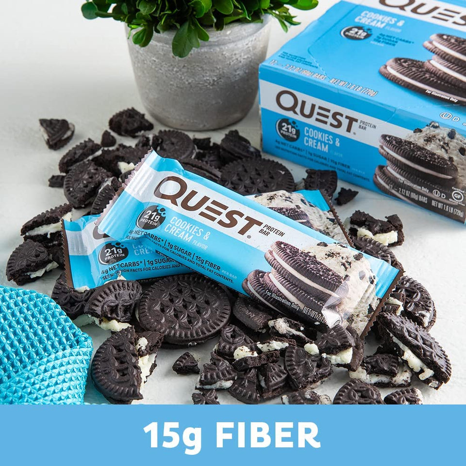 Cookies and Cream Protein Bar, High Protein, Low Carb, Keto Friendly, 12 Count