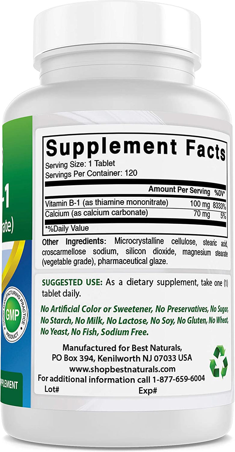 Vitamin B1 as Thiamine Mononitrate 100 Mg Tablets (120 Count (Pack of 3))