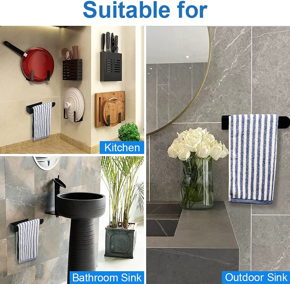 Hand Towel Bar/Towel Ring, No Drilling Stick on Wall Hand Towel Holder, SUS 304 Stainless Steel Hand Towel Rod, Strong Self Adhesive Hand Towel Hanger/Rack for Bathroom Kitchen