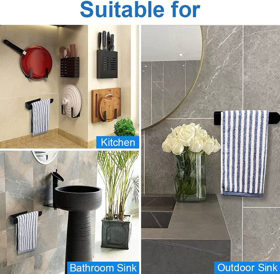 Hand Towel Bar/Towel Ring, No Drilling Stick on Wall Hand Towel Holder, SUS 304 Stainless Steel Hand Towel Rod, Strong Self Adhesive Hand Towel Hanger/Rack for Bathroom Kitchen