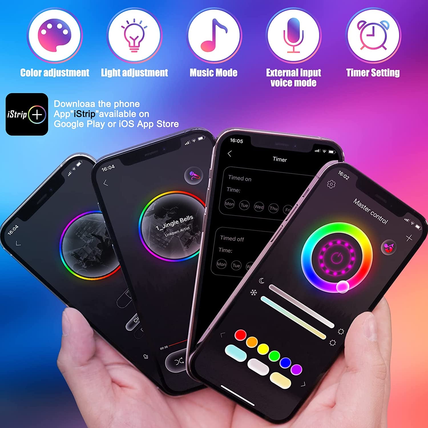 Smart LED Light Strip, [Timer Function]  6M/19.7Ft LED Strip Lights with Bluetooth, 5050 RGB LED Light, 16 Million Colors Changing, App Control, Music Sync, for Home, TV, Christmas, Halloween