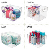 [4 Pack]  Extra Large Clear Storage Containers Pantry Organiser for Closet, Pantry, under Sink, Bathroom - Stackable Plastic Storage Bins with Handle for Cabinet, Cupboard, Kitchen & Home Organisation