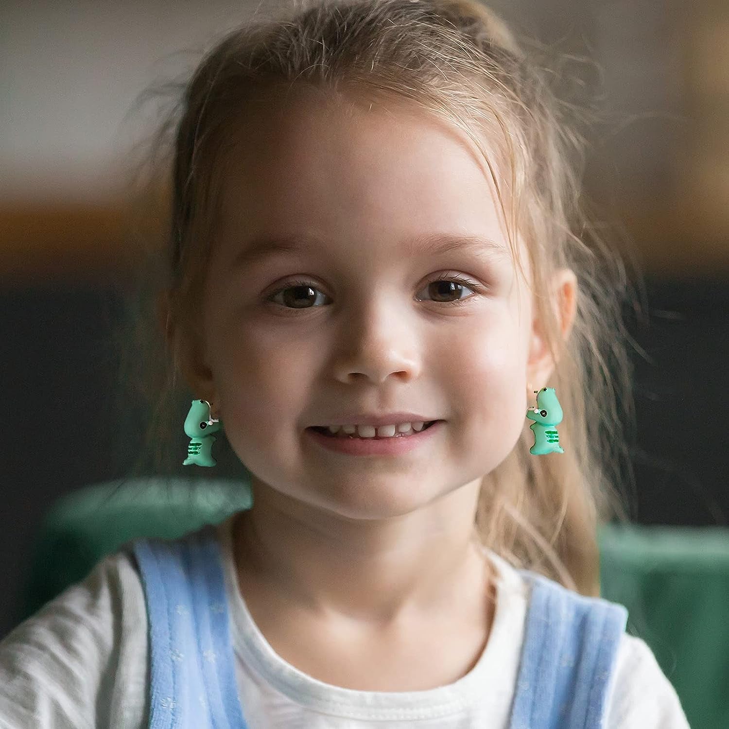 6 Pairs Cute Animal Bite Earring Handmade Alloy Clay Stud Earrings 3D Cartoon Dinosaur Shark Animal Stud Earring for Kids Girls Women Christmas New Year, Clay, Steel, Clay, Steel