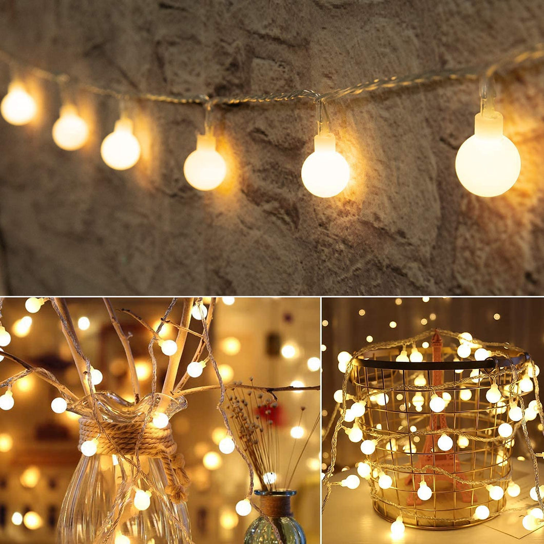 Globe String Lights Fairy Lights, 33Ft 100LED String Lights with 8-Mode Remote Waterproof Indoor Outdoor Hanging Lights Decorative Christmas Lights for Home Party Patio Garden Wedding (33Ft-Warm White)