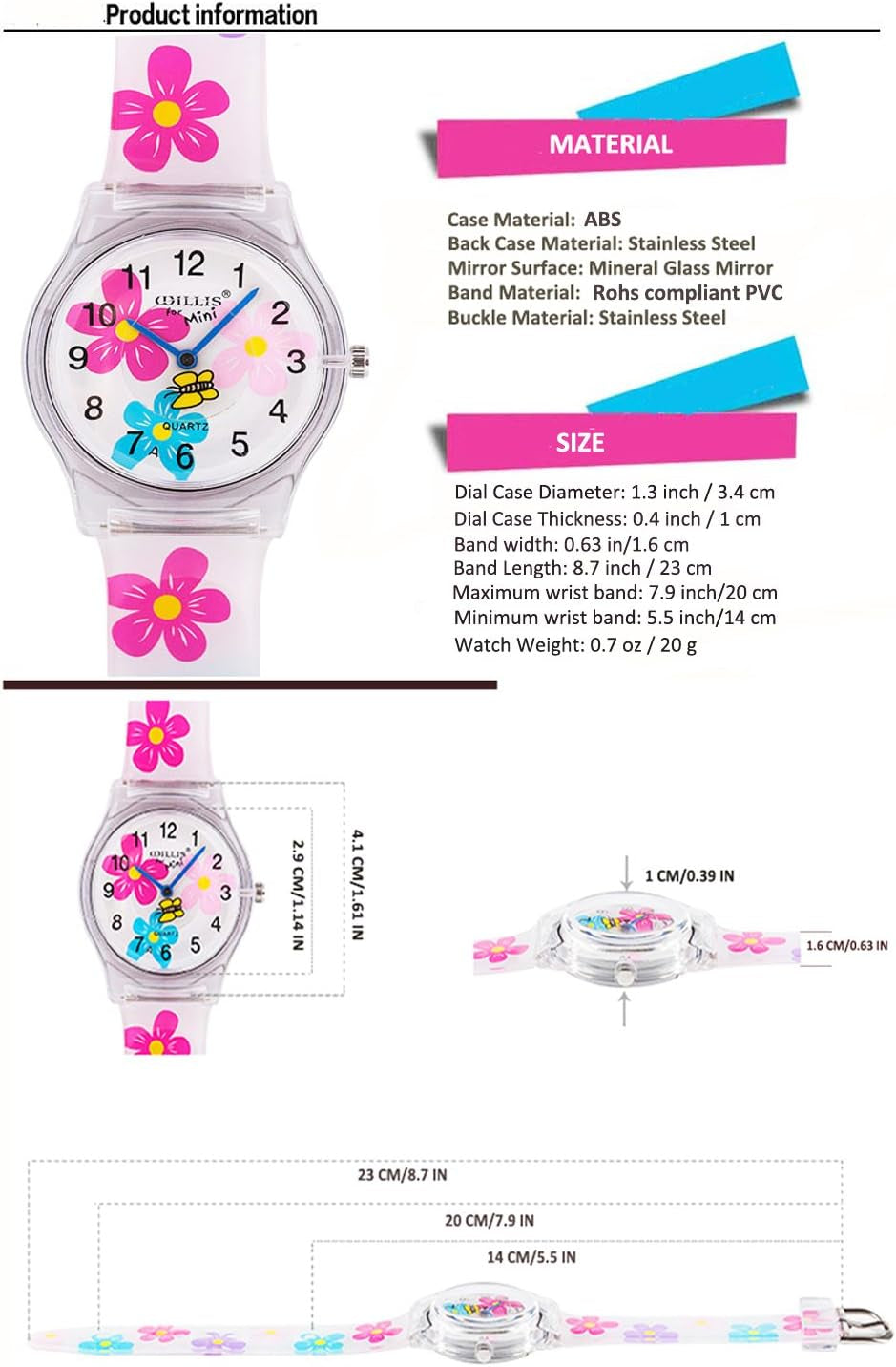 Kids Children Girls Boys Teen Rainbow Watch Stripe Time Teacher Watch Gift