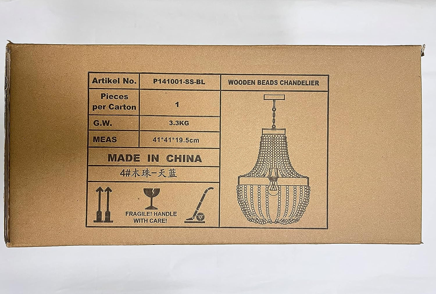 Retro Loft Vintage Rustic round Wooden Beads Pendant Lamp E27 Led Hanging Lamp Decor Lights Modern for Living Room Hotel Kitchen (Small)