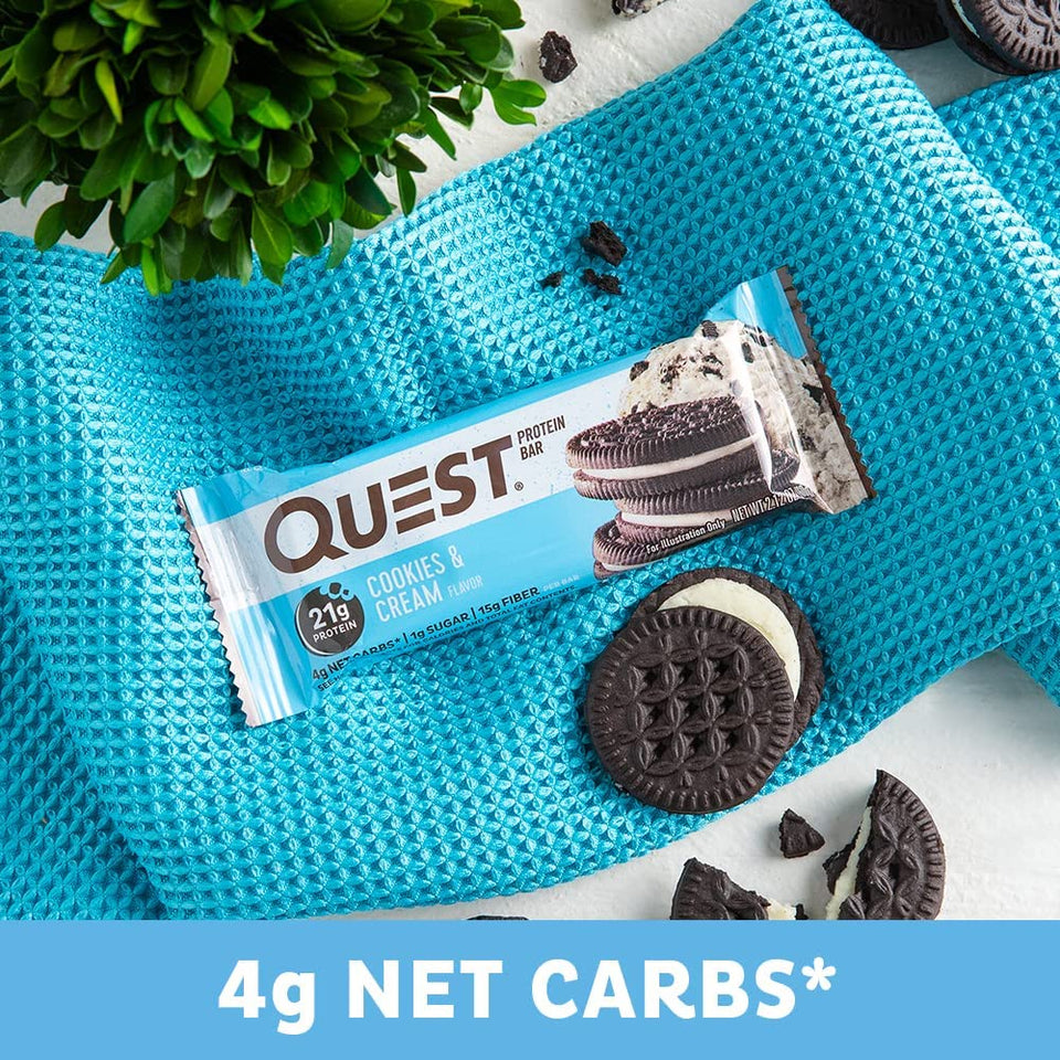 Cookies and Cream Protein Bar, High Protein, Low Carb, Keto Friendly, 12 Count