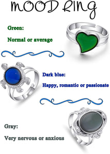 3PCS Mood Ring for Girls Adjusable Size Color Changing Ring Set for Women Girl