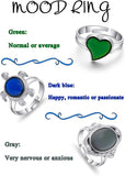 3PCS Mood Ring for Girls Adjusable Size Color Changing Ring Set for Women Girl