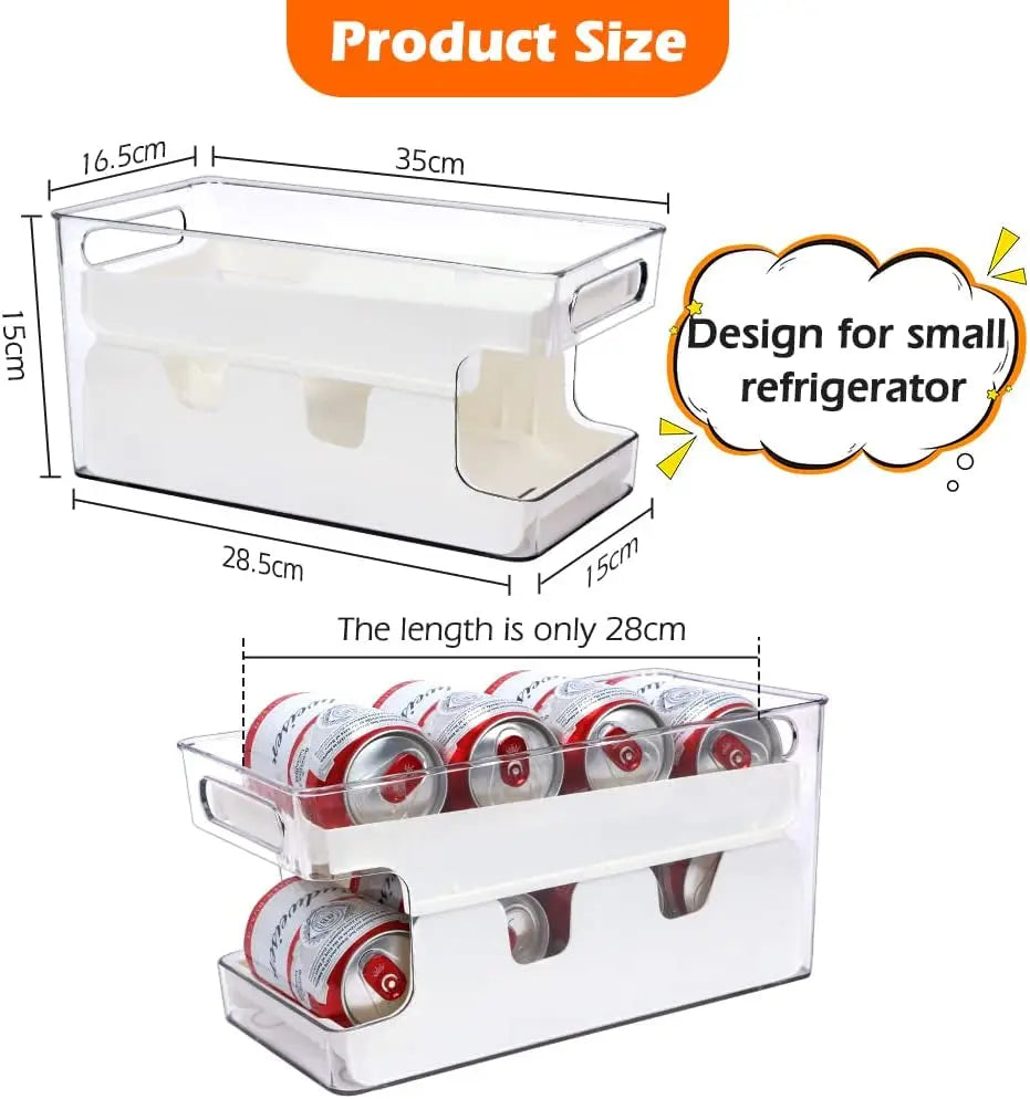 Soda Can Organizer Dispenser for Refrigerator, Clear Plastic Canned Food Pop Beverage Container Holder Storage Bin with Lid for Freezer Rack Pantry Cabinet Cupboard Kitchen-Standard
