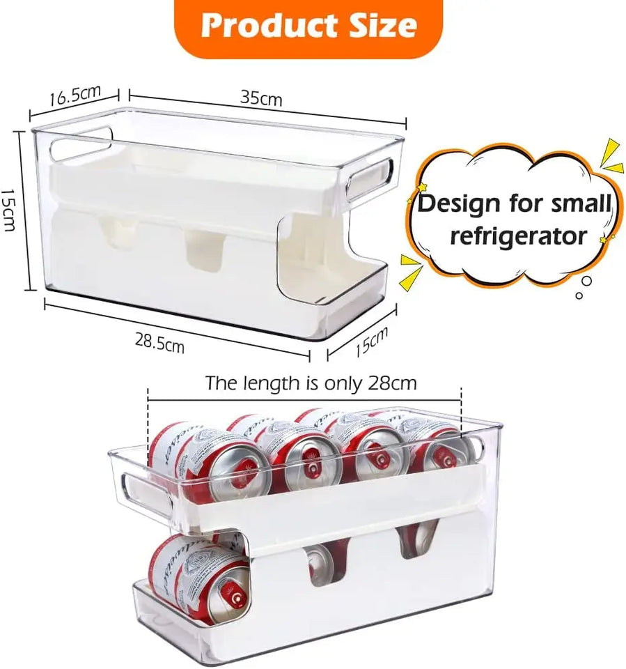 Soda Can Organizer Dispenser for Refrigerator, Clear Plastic Canned Food Pop Beverage Container Holder Storage Bin with Lid for Freezer Rack Pantry Cabinet Cupboard Kitchen-Standard