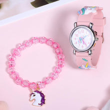 Load image into Gallery viewer, Unicorn Watch 1 Sets Bright Color Cartoon Lovely Children Watch with Bracelet Unicorn Watch for Kids
