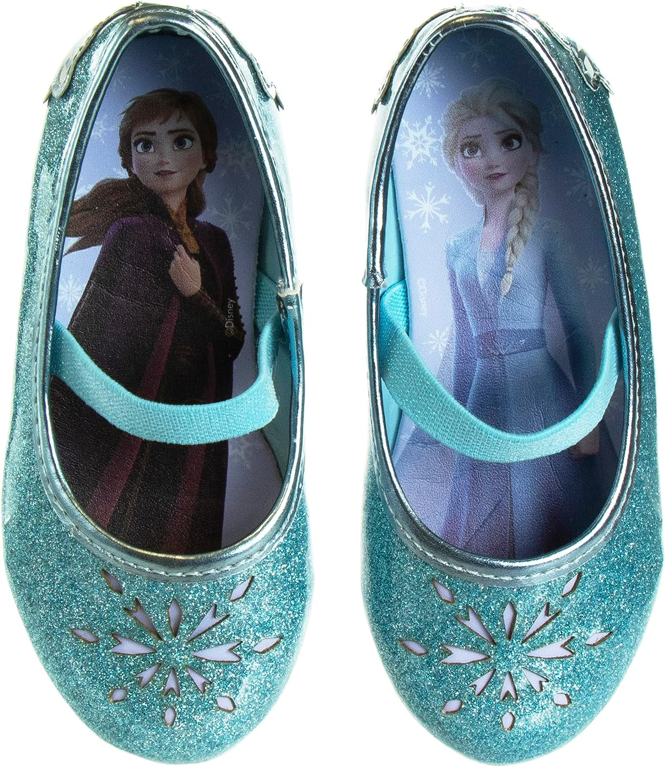 Frozen Elsa Minnie Mouse Shoes - Girls Mary Jane Flats - Kids Jelly Character Princess Dress up Costume Ballet Ballerina Flower School Party Flats Slip on (Pink/Blue) (Toddler/Little Kid)