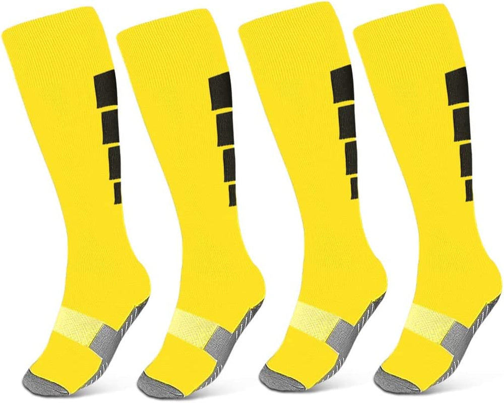 Kids Soccer Socks, [2 Pairs] Athletic Knee High Socks for Youth Boys Girls for US Size 3-6.5 / Age 6-12