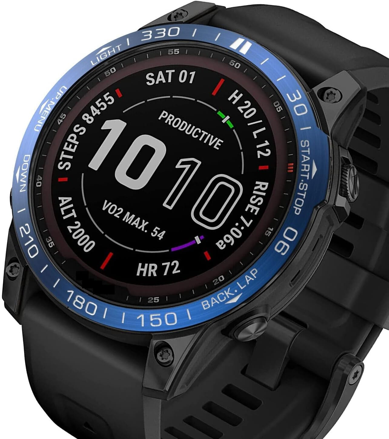 Metal Styling Bezel Ring for Garmin Fenix 7 7X 5 5Plus 6 6X Smart Watch Cover Adhesive Case Bumper Ring Stainless Steel Cover (Color : Blue, Size : 26Mm for Fenix 6X)