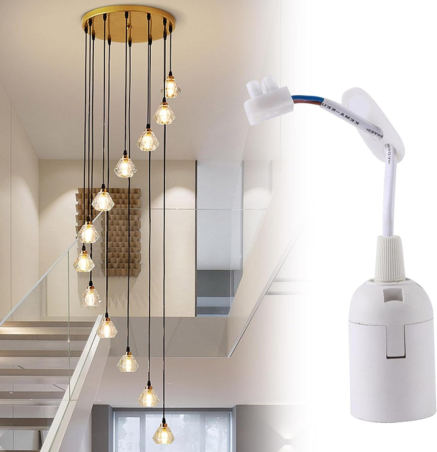 Lamp Holder E27 with Cable | 10Pcs E27 Pendant Light Socket with Cord - Shop and Family, Hangings Light Cord with Bulb Socket Safe Lamp Holder for Construction Site