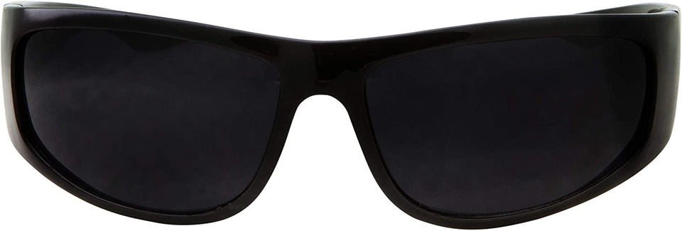 Super Dark Lens Black Sunglasses | Biker Style Rider | Wrap around Frame