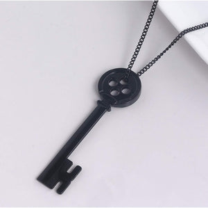Coraline Key Necklace Girl'S Button Key Metal Pendant Sweater Chain Present for Child (Black), Large, Metal, Not Known