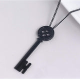 Coraline Key Necklace Girl'S Button Key Metal Pendant Sweater Chain Present for Child (Black), Large, Metal, Not Known