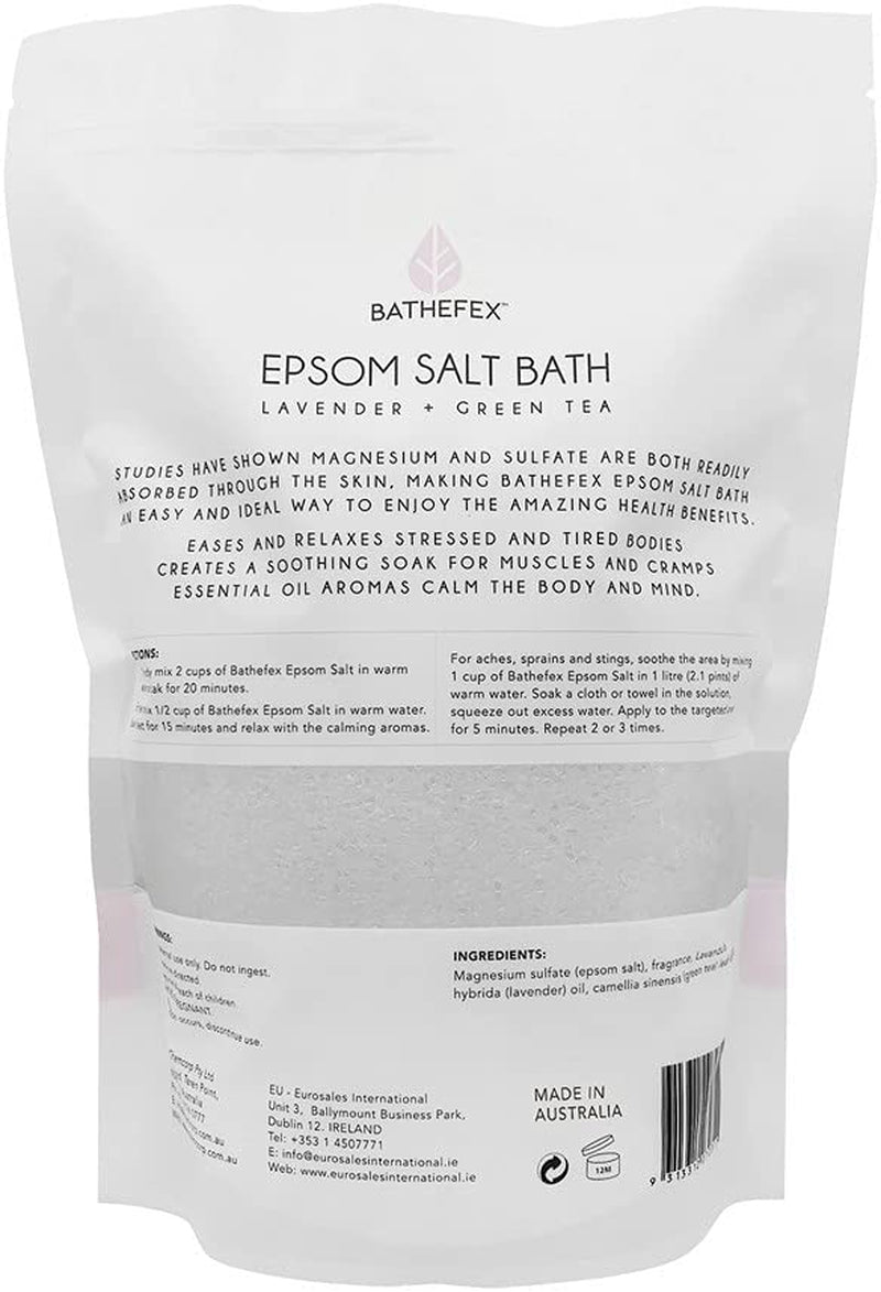 Bathefex Lavender and Green Tea Epsom Salt Bath, 1.4Kg