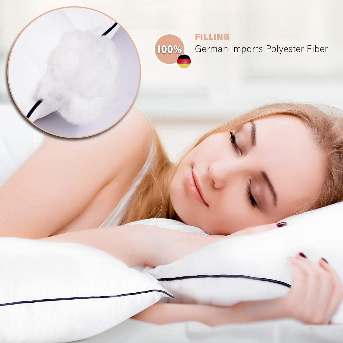 Bed Pillows for Sleeping 2 Pack of Queen, down Alternative Cooling Pillows with Super Soft Plush Fiber Fill,Luxury Plush Gel Bed Pillows Set of 2