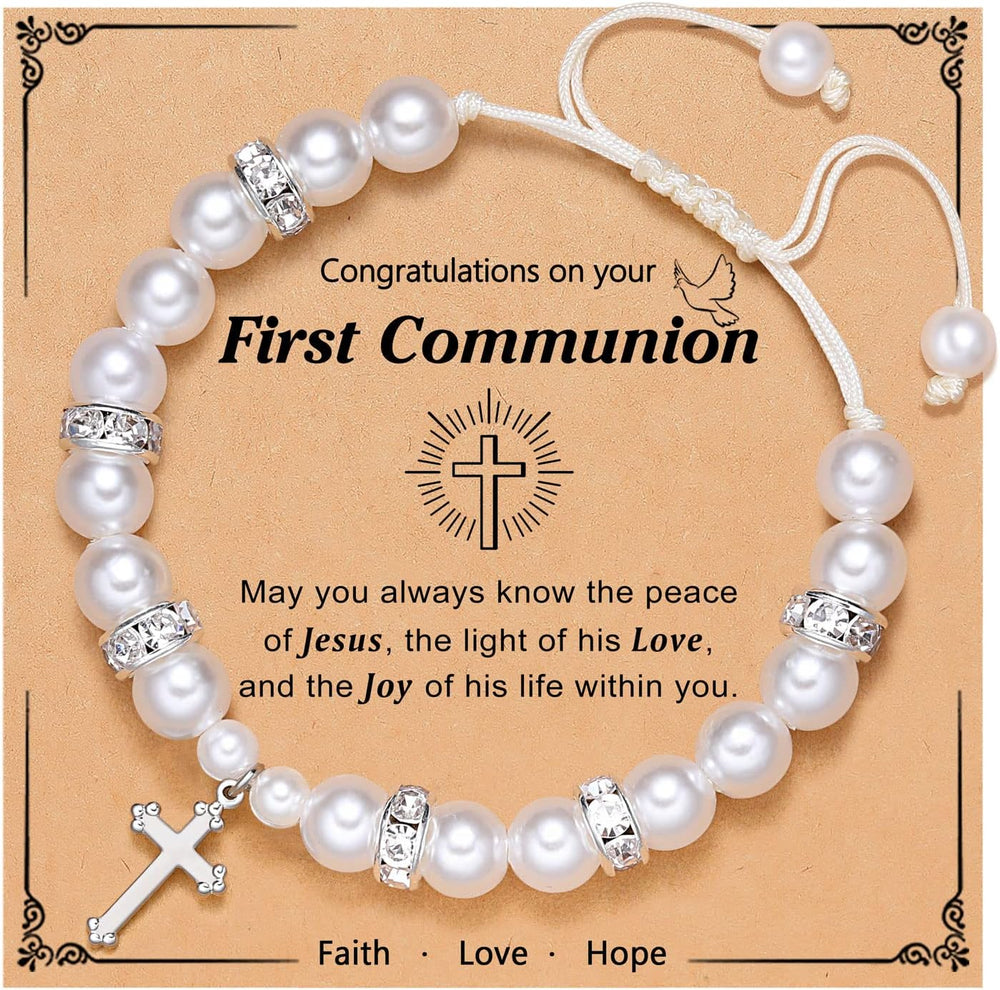 Baptism Gifts for Girl, First Communion Gifts Bracelets for Girls, Cross Bracelet