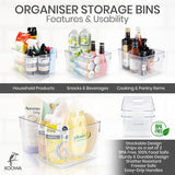 Clear Pantry Organiser Bins (2 Pack) Plastic Pantry Storage Bins | Bathroom Organiser Storage | Freezer Fridge Organiser & Storage Containers | Laundry, Kitchen, Garage & Medicine Organisation