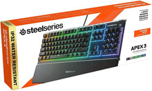 Load image into Gallery viewer, Apex 3 Whisper Quiet IP32 Water &amp; Dust-Resistant Gaming Keyboard - Prism 10-Zone RGB Illumination - Premium Magnetic Wrist Rest
