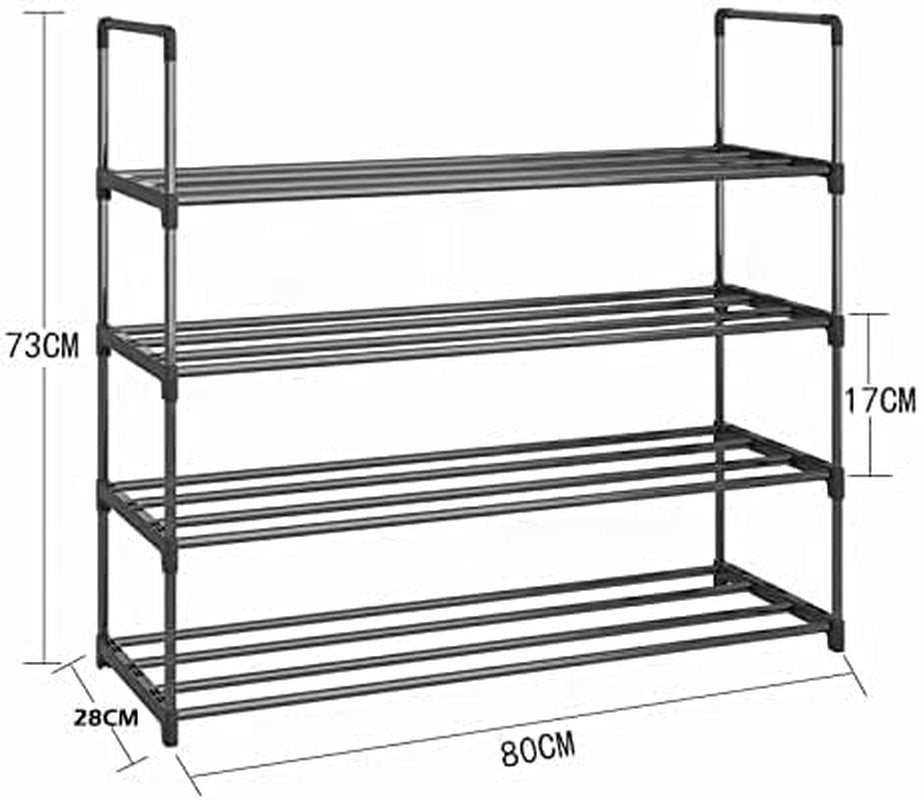 NBEST™ 4-Tier Shoe Rack, Shoe Storage Organizer, Hold up to 20 Pairs of Shoes, Stackable Shoe Tower for Living Room, Entryway(Black 80Cm 4-Tier)