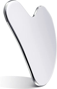 Stainless Steel Gua Sha Facial Tools Guasha Tool for Face Metal Gua Sha Tighten Skin Heart Massage Guasha Beauty Tool for Body Eyes Neck Massager with Travel Pouch (Silver, Heart Style)