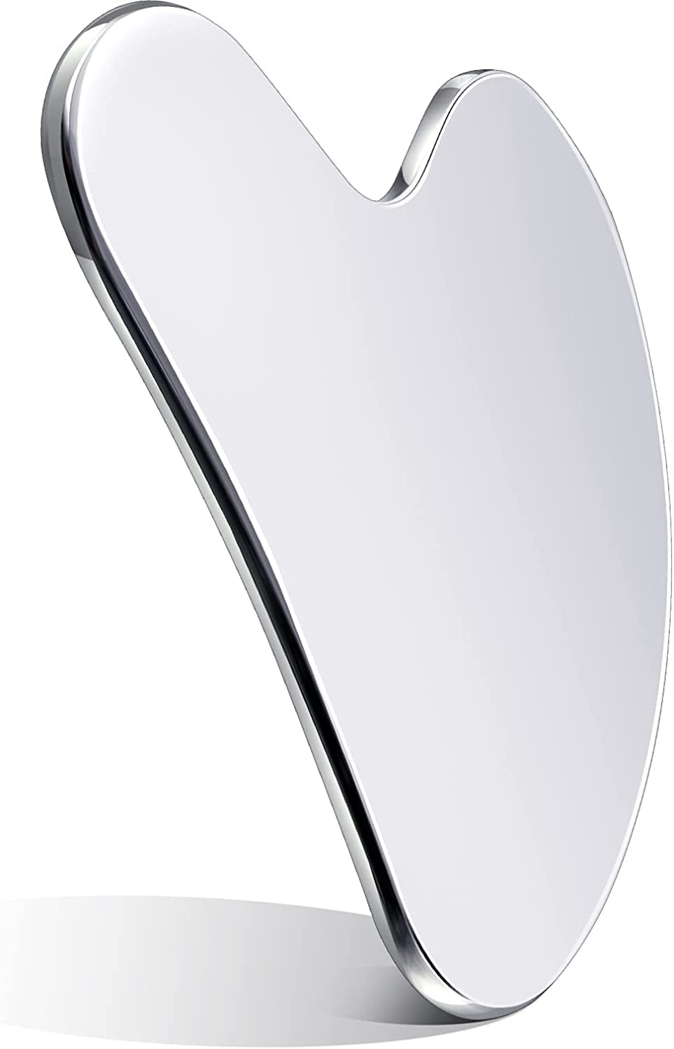 Stainless Steel Gua Sha Facial Tools Guasha Tool for Face Metal Gua Sha Tighten Skin Heart Massage Guasha Beauty Tool for Body Eyes Neck Massager with Travel Pouch (Silver, Heart Style)