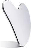 Stainless Steel Gua Sha Facial Tools Guasha Tool for Face Metal Gua Sha Tighten Skin Heart Massage Guasha Beauty Tool for Body Eyes Neck Massager with Travel Pouch (Silver, Heart Style)