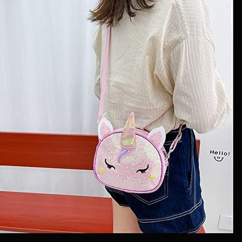 Girls Purse Unicorn Sequin Crossbody Bags for Little Girls Cute Purse for Teens
