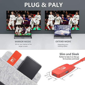 Switch Dock, USB C Hub Adapter, 4K@60Hz HDMI Switch Docking Station Portable TV Dock for Nintendo Switch Charging Dock, Type C to HDMI TV Adapter for Nintendo Switch Macbook Pro Air Samsung Dex-Red