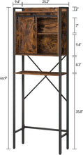 Load image into Gallery viewer, over the Toilet Storage Cabinet, 4-Tier Bathroom Space-Saver Rack over Toilet, Toilet Organizer Rack with with Cupboard and Adjustable Shelf, Easy Assembly, Rustic Brown TRHR0201
