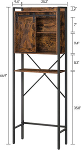 over the Toilet Storage Cabinet, 4-Tier Bathroom Space-Saver Rack over Toilet, Toilet Organizer Rack with with Cupboard and Adjustable Shelf, Easy Assembly, Rustic Brown TRHR0201