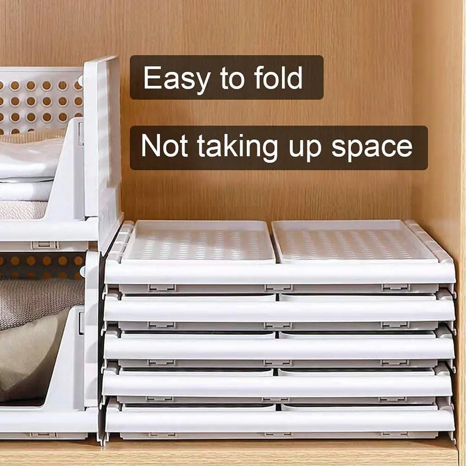 UHAPEER Stackable Plastic Storage Basket-Foldable Closet Organizers and Storage Bins 3 Pack-Drawer Shelf Storage Container for Wardrobe Cupboard Kitchen Bathroom Office 3L