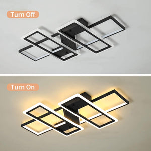 Dimmable Ceiling Light,4 Squares Modern LED Ceiling Lamps with Remote Control,80W Acrylic Flush Mount Ceiling Light Fixture for Living Dining Room Bedroom Kitchen(Black)