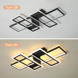 Dimmable Ceiling Light,4 Squares Modern LED Ceiling Lamps with Remote Control,80W Acrylic Flush Mount Ceiling Light Fixture for Living Dining Room Bedroom Kitchen(Black)