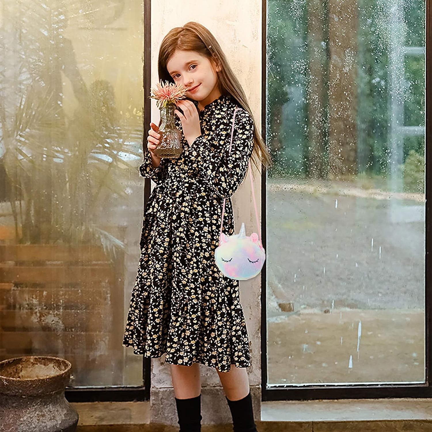 2 Pieces Little Girl Purses Crossbody Purses Unicorn Purse Cute Princess Handbags Shoulder Messenger Bag