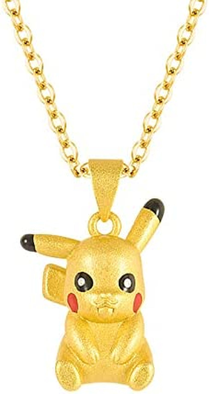 Gold 3D Anime Clavicle Necklace Happy Lucky Animal Pendant for Women Girls, Copper, Created Pearl