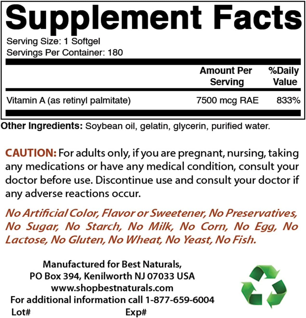 Vitamin a 25000 IU 180 Softgels