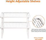 Stackable Metal Kitchen Storage Shelves, Set of 2 - White